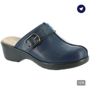 Easy Spirit Navy Blue E-Pine Buckle Backless Clogs Size 9
